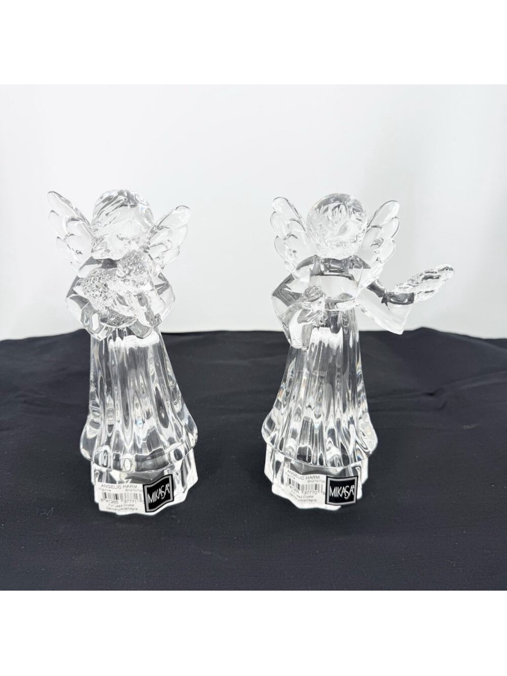 VTG Mikasa Angelic Harmony Collection Lead Crystal Angel Figurines Dove & Lamb